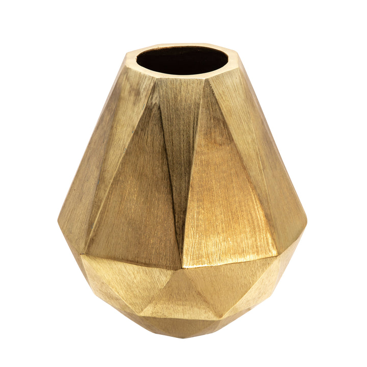 10" Geometric Deco Vase, Gold-AmericanHomeFurniture