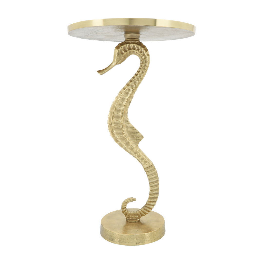 Metal, 24" Seahorse Side Table, Gold Kd