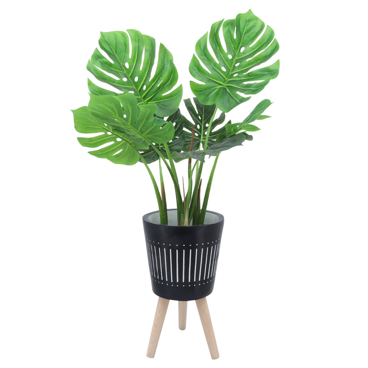 S/2 10/12"  Planter W/ Wood Legs, Navy Kd