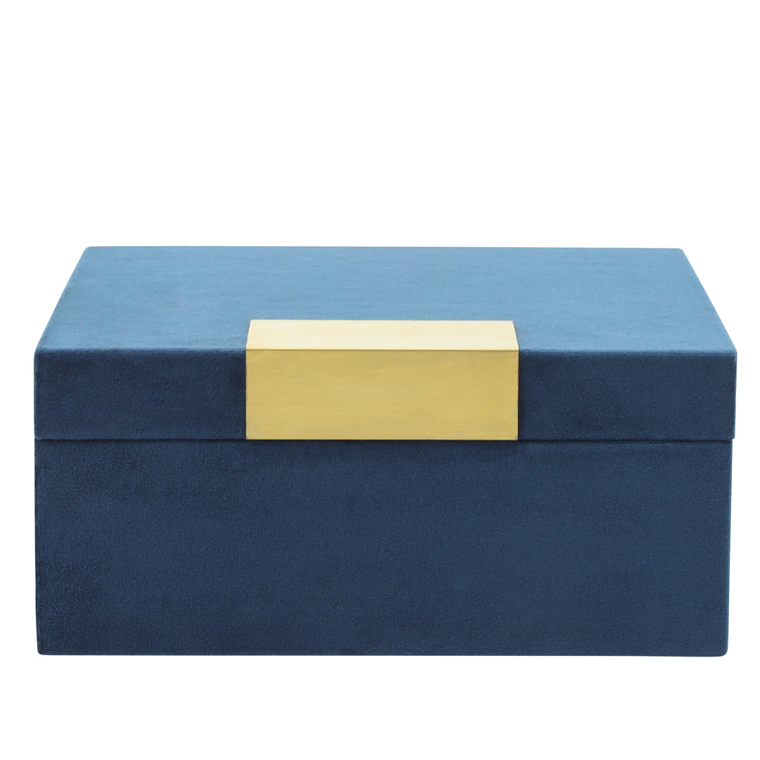 S/2 Velveteen Jewelry Box, Navy / Gold