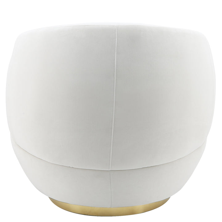 Velveteen Swivel Chair With Gold Base, White