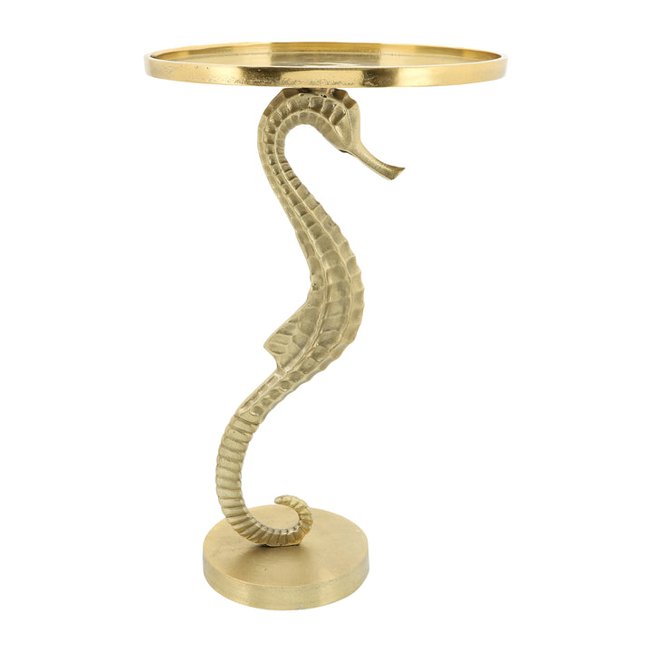 Metal, 24" Seahorse Side Table, Gold Kd