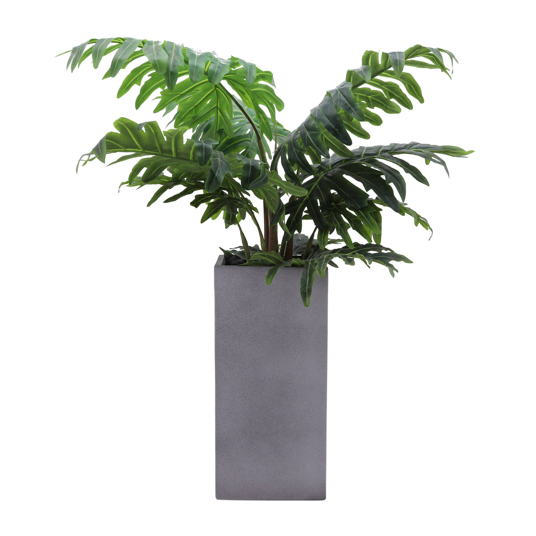 Resin, S/2 11/13"d Square Nested Planters, Gray