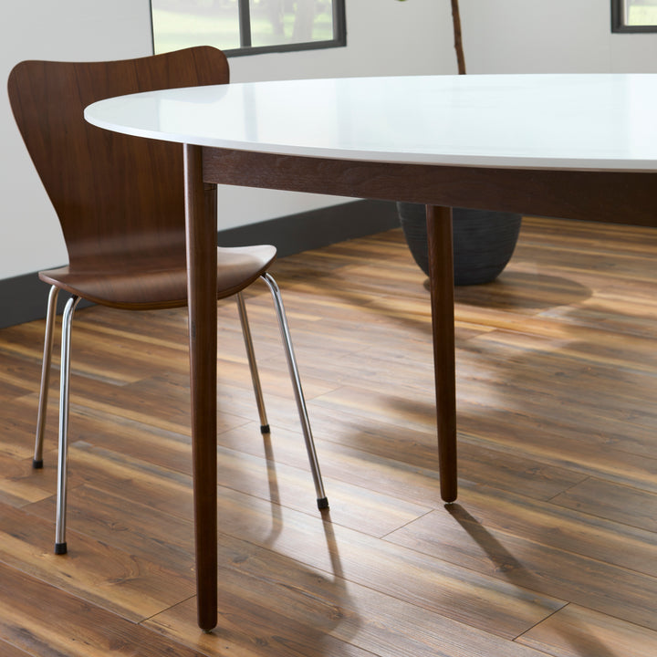 Manon Oval Dining Table  with Dark Walnut Legs - Euro Style - AmericanHomeFurniture