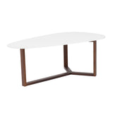 MORTY COFFEE TABLE IN MATTE WHITE WITH DARK WALNUT BASE - AmericanHomeFurniture
