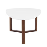 MORTY COFFEE TABLE IN MATTE WHITE WITH DARK WALNUT BASE - AmericanHomeFurniture