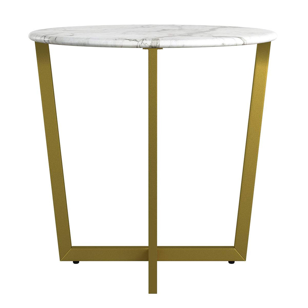 Llona 24" Round Side Table in White Marble Melamine with Matte Gold Base - AmericanHomeFurniture