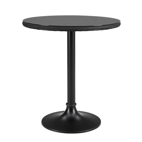 Euro Style ERLEND 30" BISTRO TABLE HAS A TEMPERED GLASS TOP OVER BLACK TEXTYLENE MESH WITH BLACK COLUMN AND BASE OUTDOOR D...