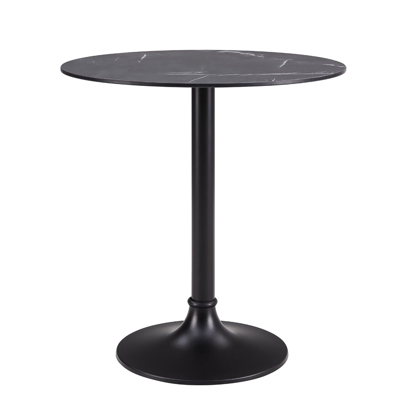 Euro Style JANNIE 30 BISTRO TABLE IN BLACK WITH BLACK COLUMN AND BASE OUTDOOR DINING TABLES