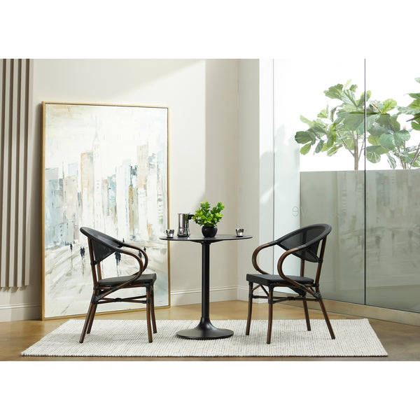 JANNIE 30 BISTRO TABLE IN BLACK WITH BLACK COLUMN AND BASE - AmericanHomeFurniture