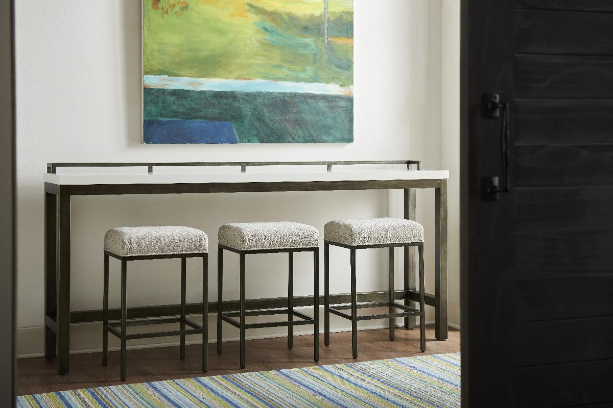 Universal Furniture Curated Essence Console Table with Stools CONSOLE TABLES