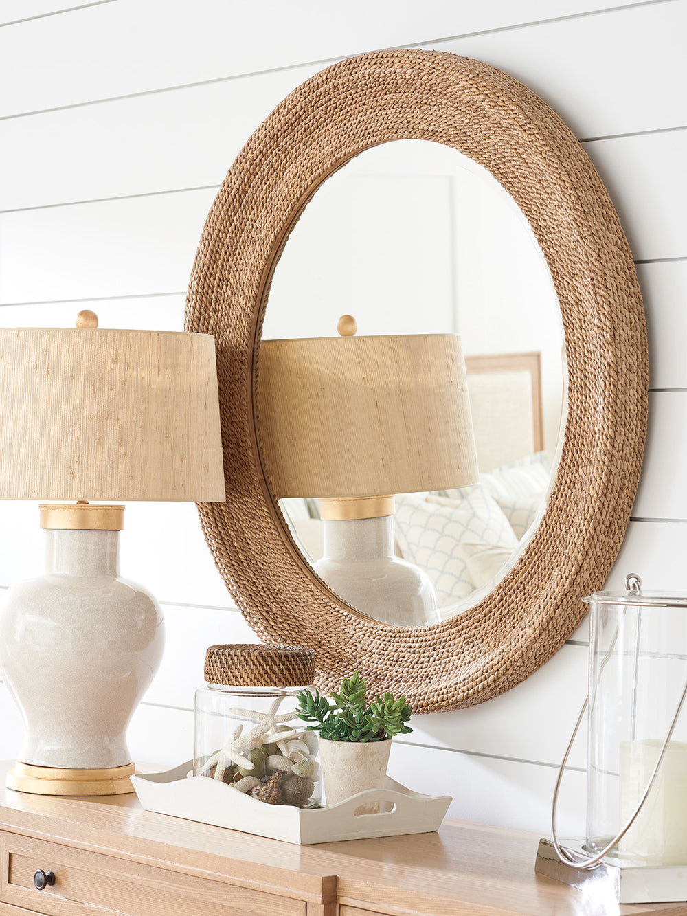 American Home Furniture | Barclay Butera  - Newport La Jolla Woven Round Mirror