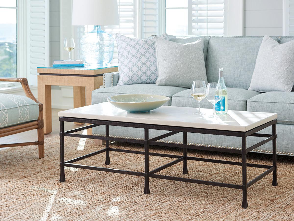 Barclay Butera Newport Breakwater Metal And Stone Cocktail Table COFFEE TABLES