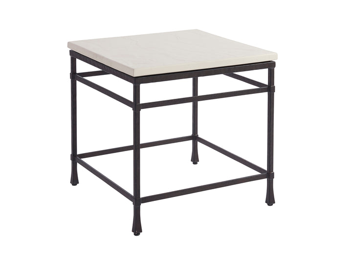 American Home Furniture | Barclay Butera  - Newport Breakwater Metal And Stone Lamp Table