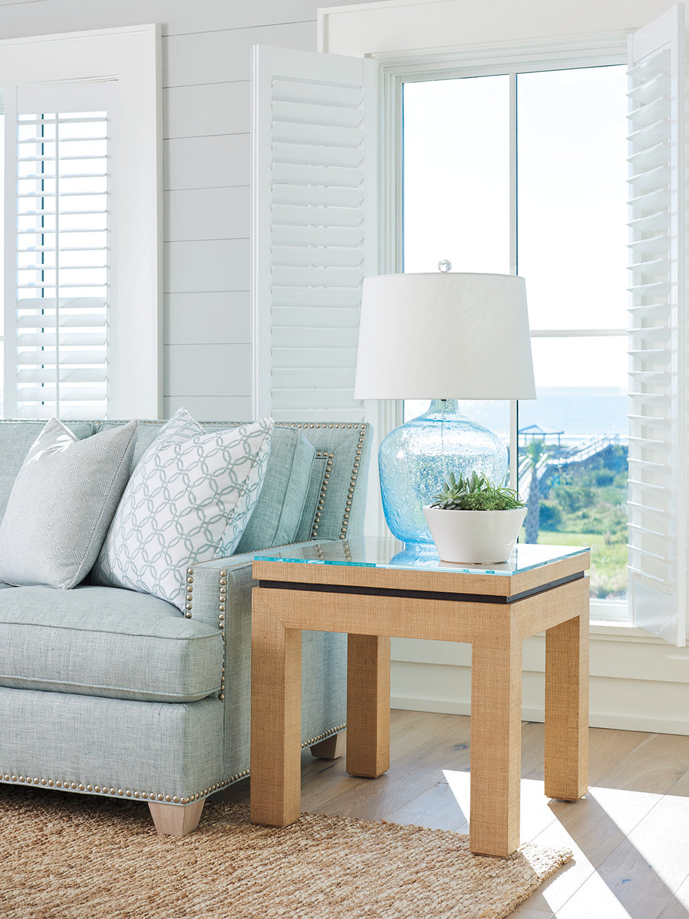 American Home Furniture | Barclay Butera  - Newport Harbor Raffia Lamp Table