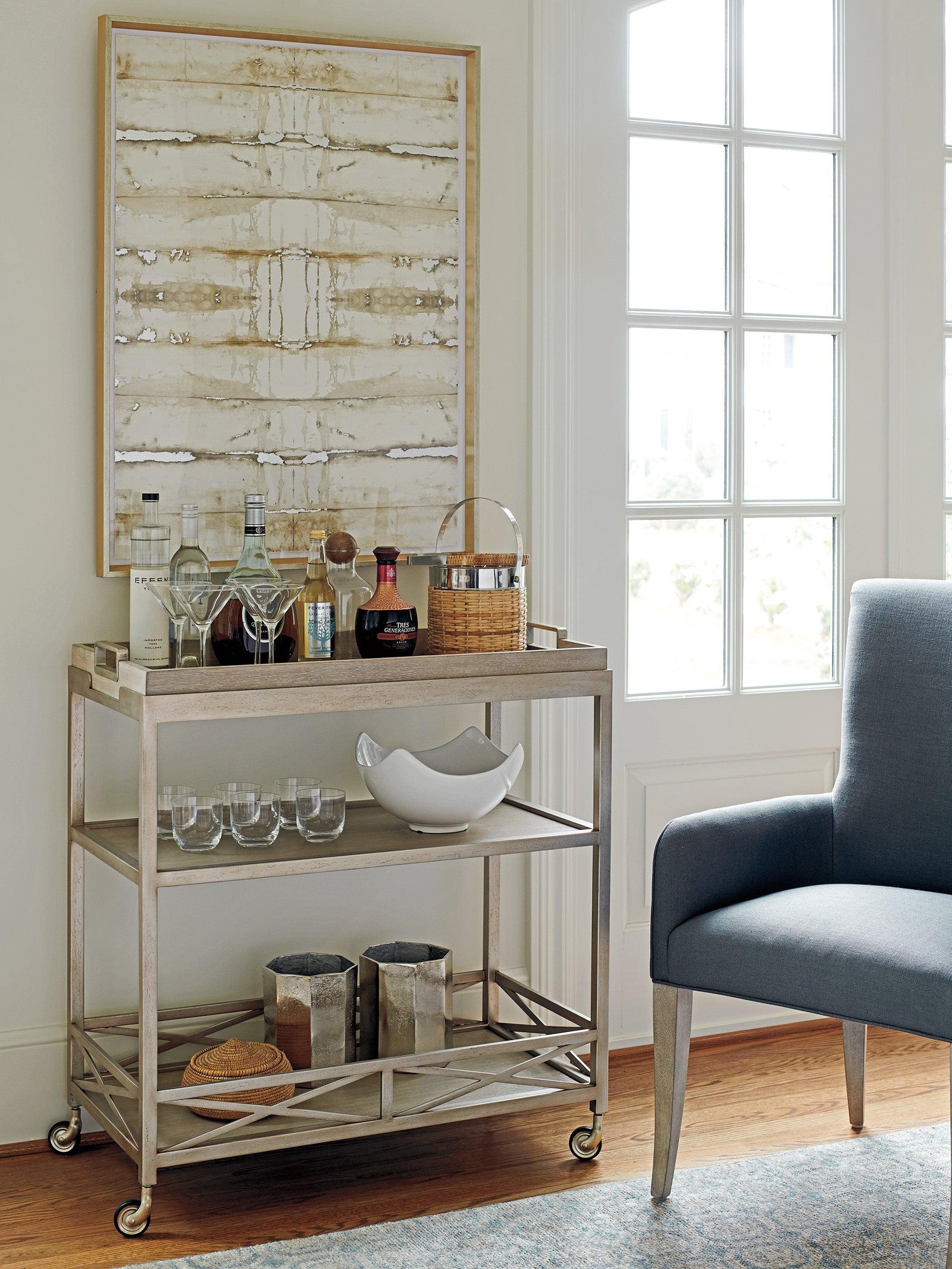 Barclay Butera Malibu Anacapa Metal Bar Cart CABINETS