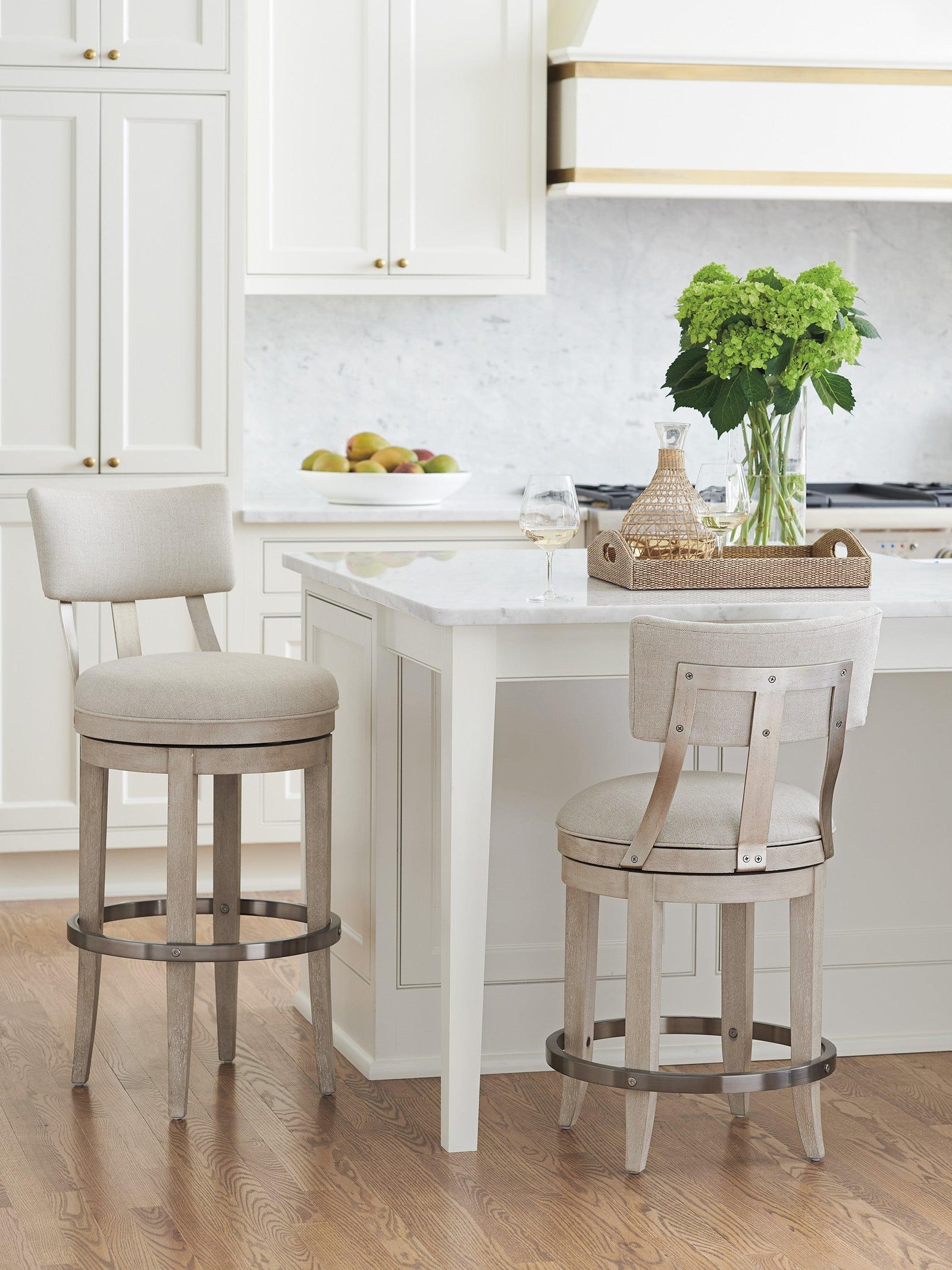 Barclay Butera Malibu Cliffside Swivel Upholstered Bar Stool BAR STOOLS + COUNTER STOOLS