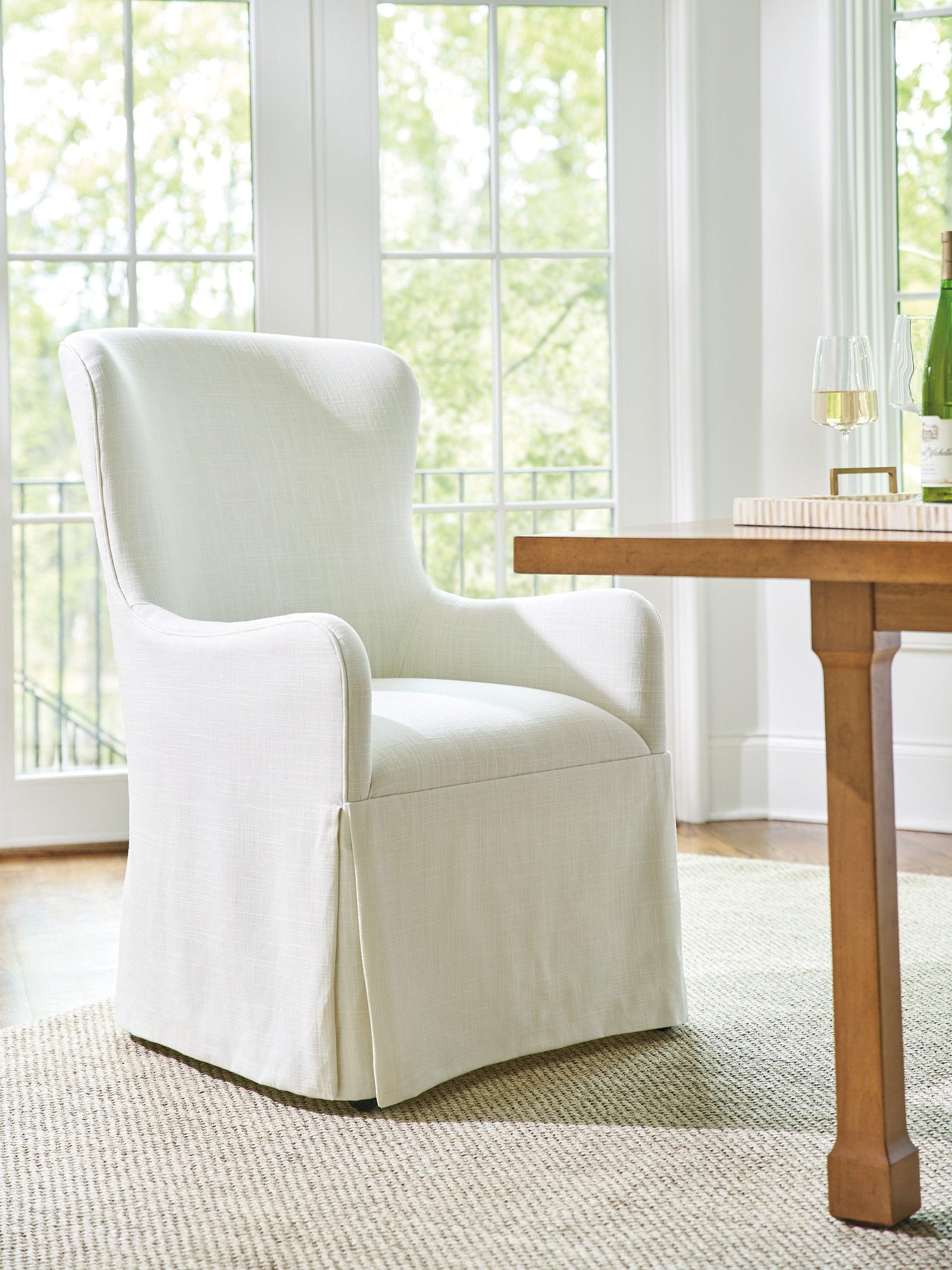 Barclay Butera Laguna Aliso Upholstered Host Chair W/Casters - Set of 2 DINING CHAIRS