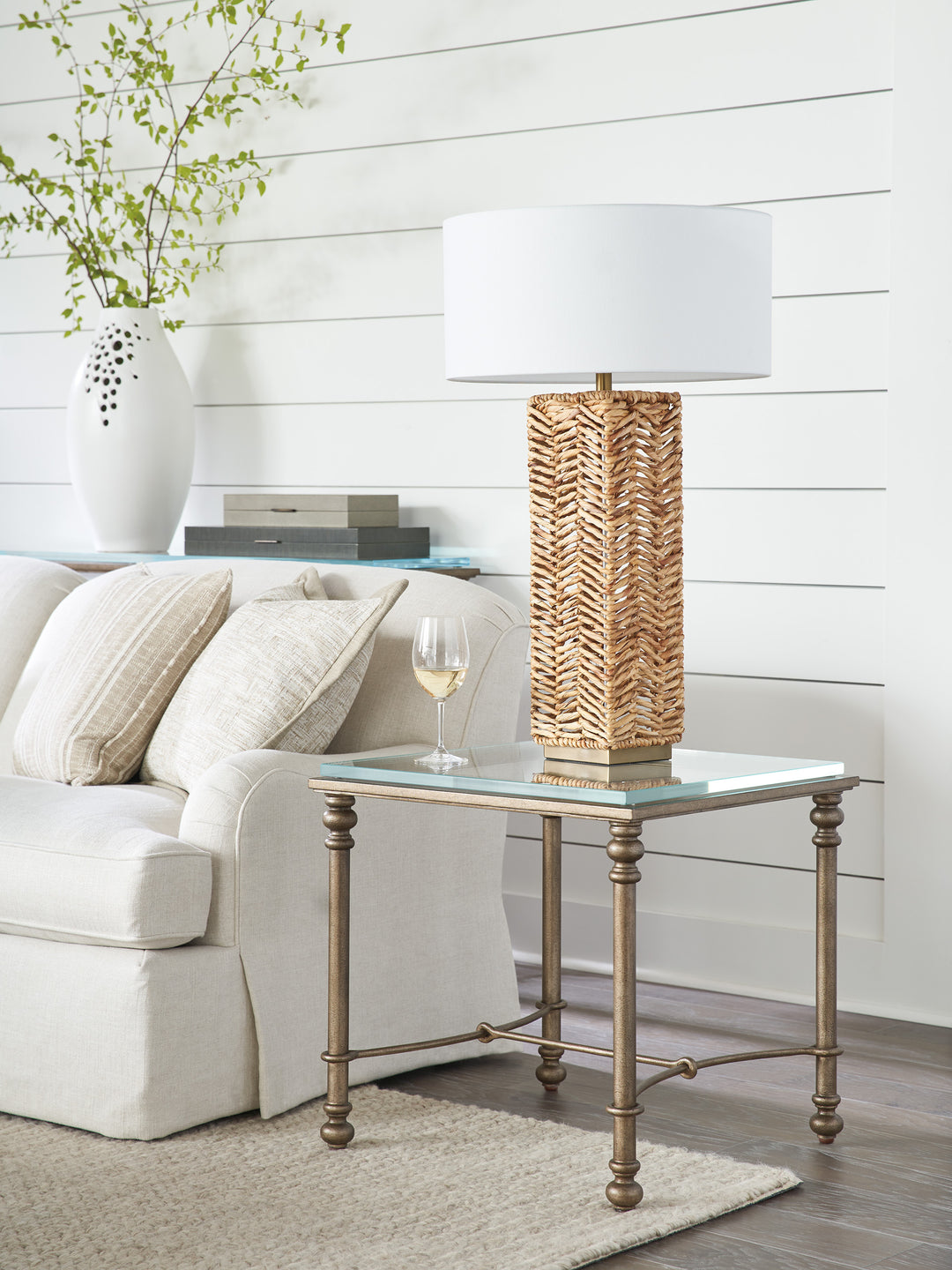 American Home Furniture | Barclay Butera  - Laguna Bluff Metal And Glass End Table