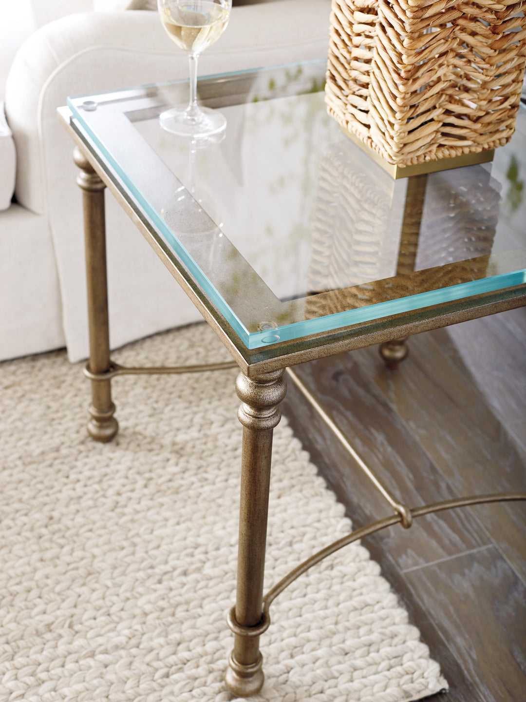 American Home Furniture | Barclay Butera  - Laguna Bluff Metal And Glass End Table