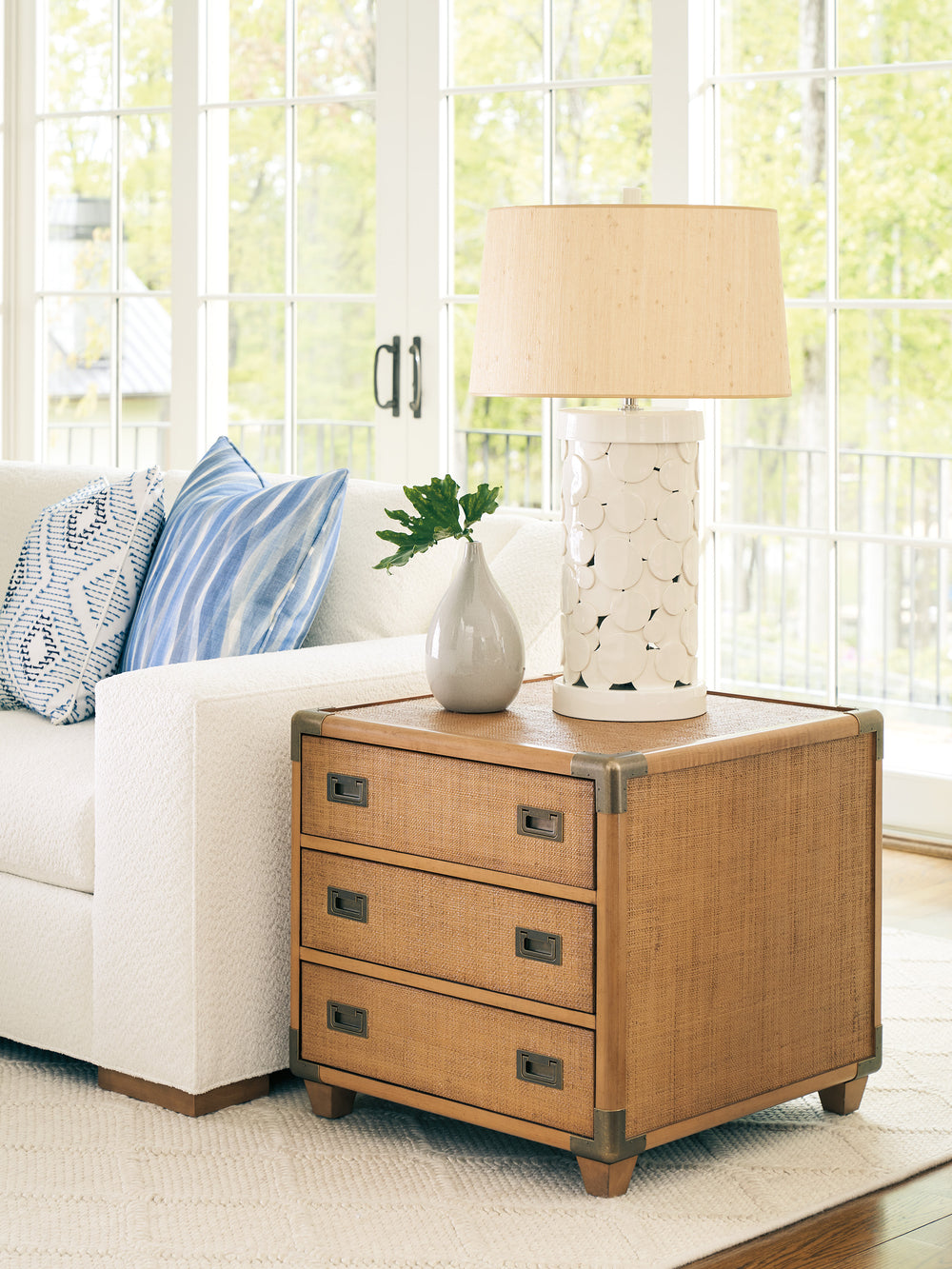 American Home Furniture | Barclay Butera  - Laguna Sapphire Woven Trunk End Table