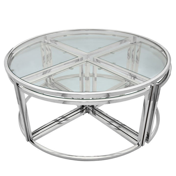 Metal Pull Out Coffee Table, Silver