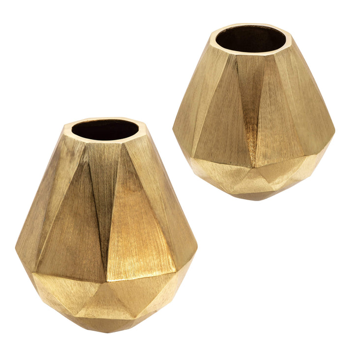10" Geometric Deco Vase, Gold-AmericanHomeFurniture
