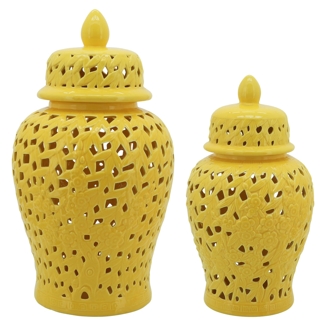 Pierced Yellow Temple Jar 24"