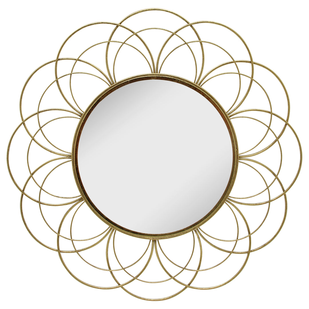 Metal 32" Flower Frame Mirror, Gold Wb