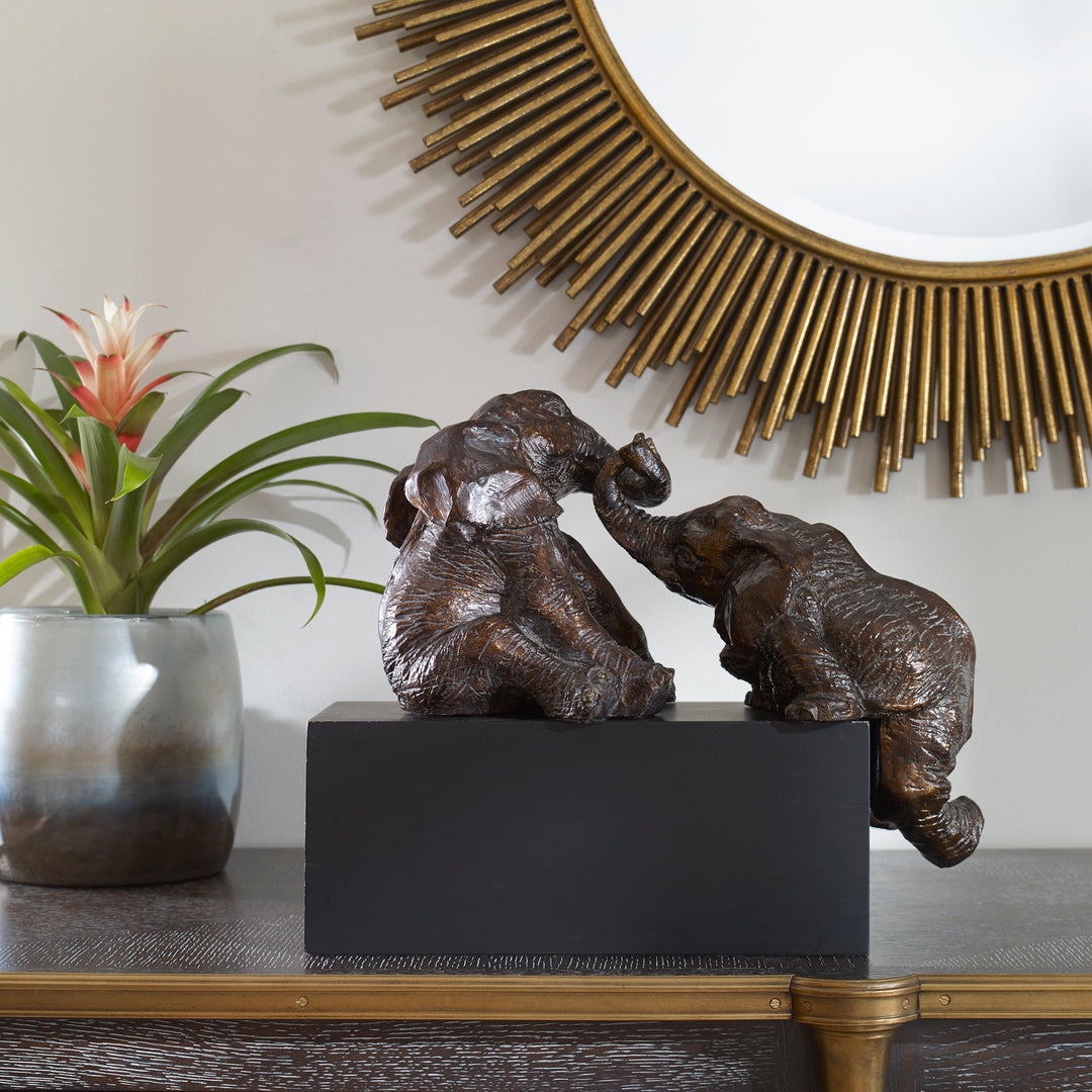 PLAYFUL PACHYDERMS BRONZE FIGURINES - AmericanHomeFurniture