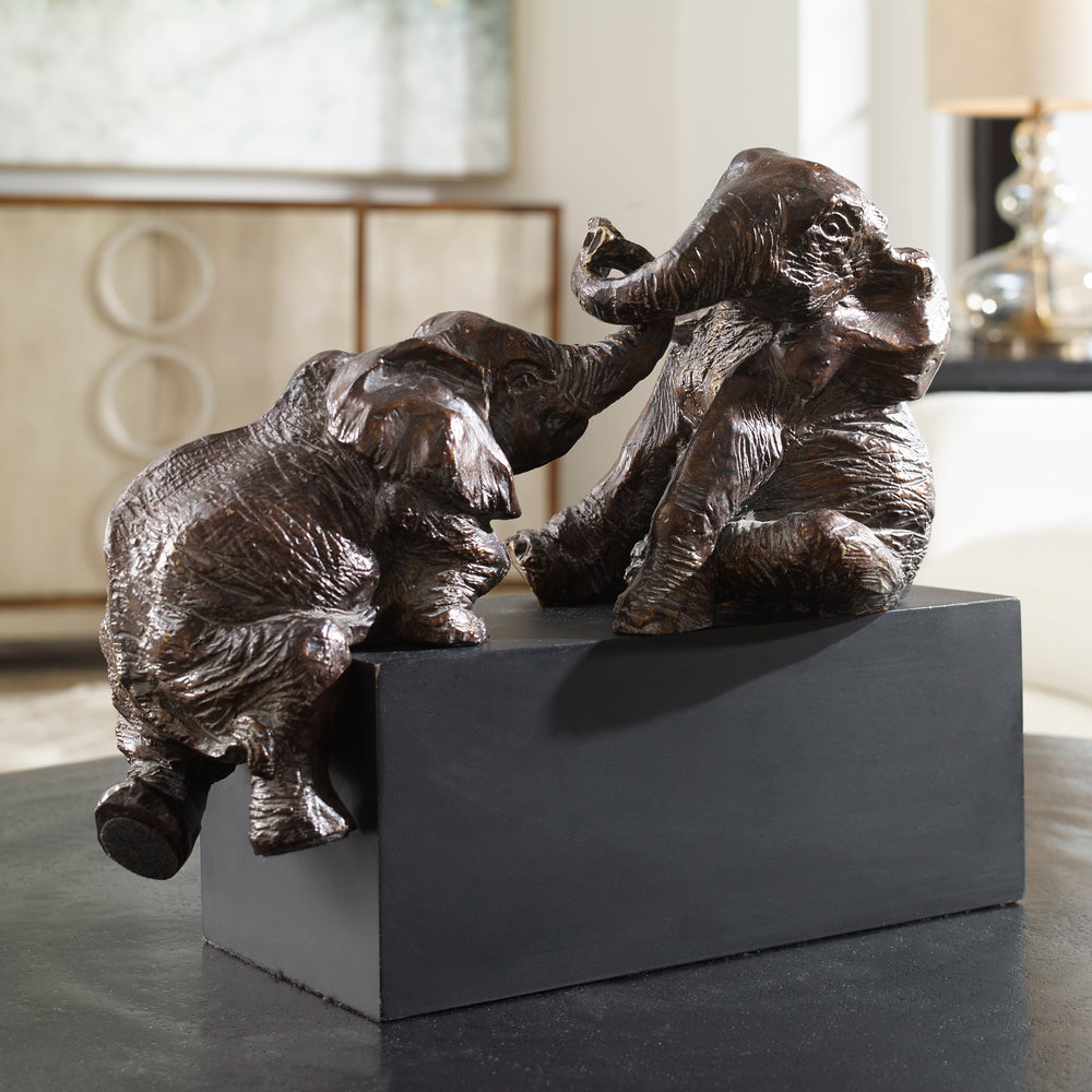 PLAYFUL PACHYDERMS BRONZE FIGURINES - AmericanHomeFurniture
