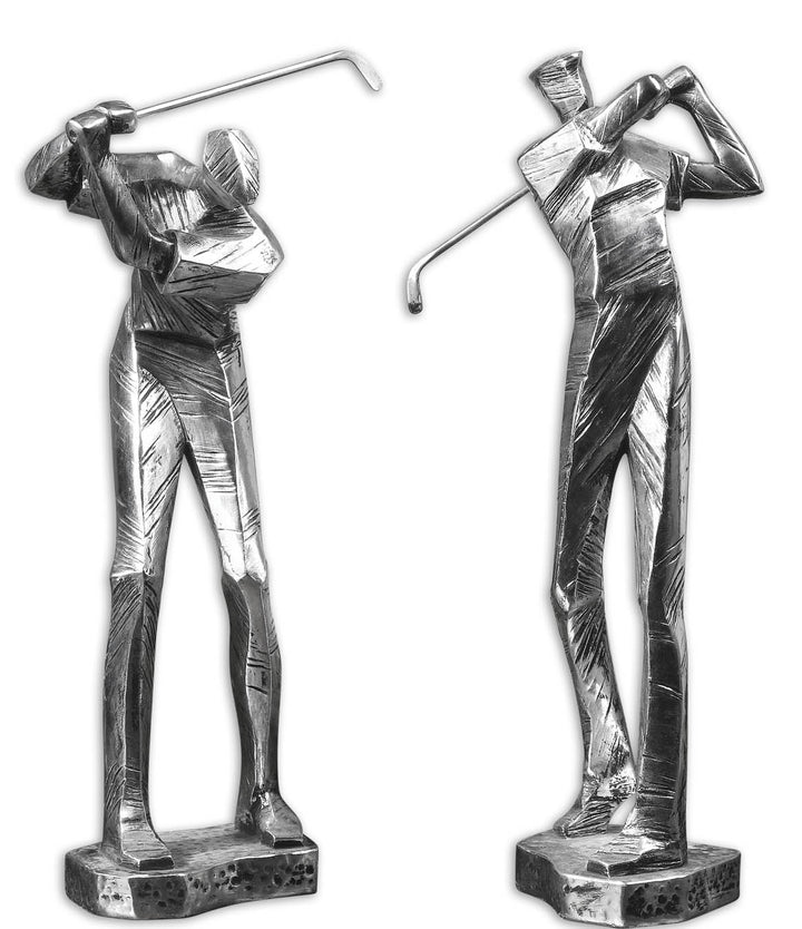 PRACTICE SHOT METALLIC STATUES, SET/2 - AmericanHomeFurniture