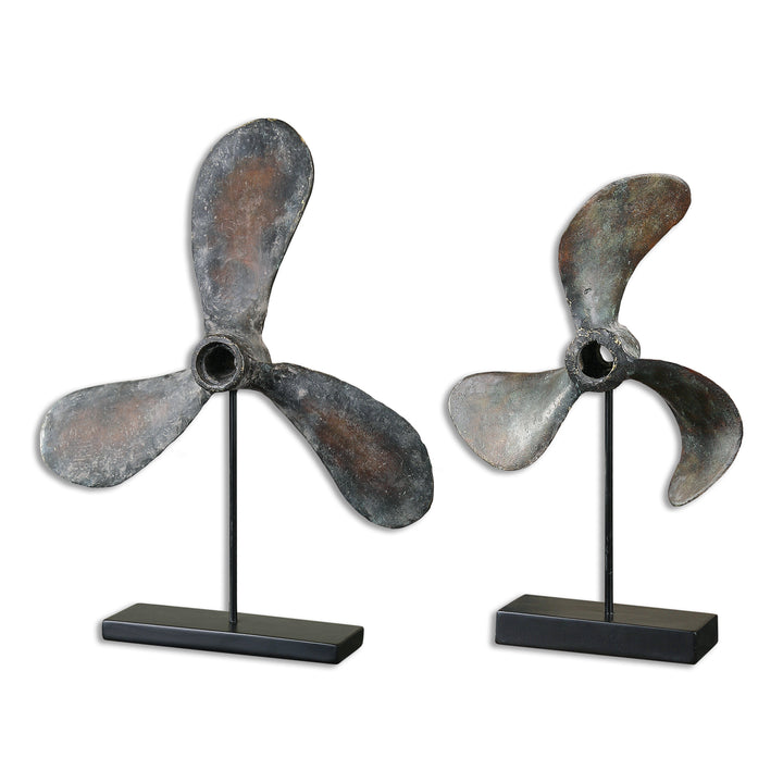 PROPELLERS RUST SCULPTURES, SET OF 2 - AmericanHomeFurniture