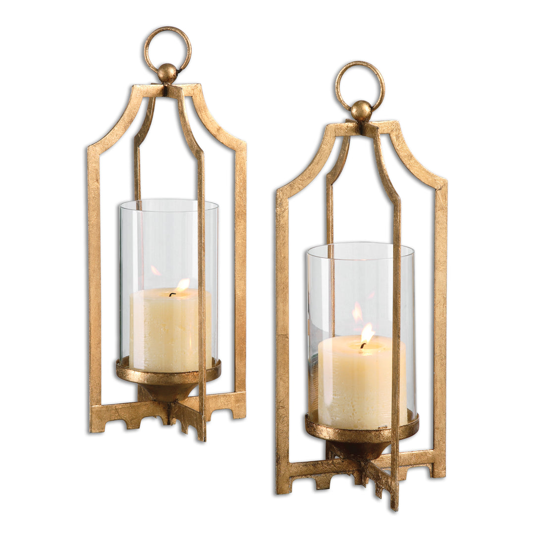 LUCY GOLD CANDLEHOLDERS SET OF 2 - AmericanHomeFurniture
