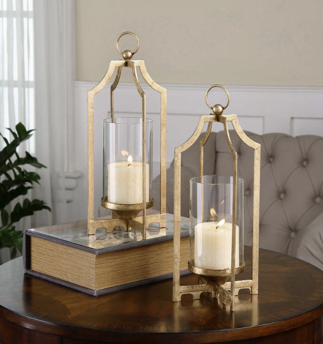 LUCY GOLD CANDLEHOLDERS SET OF 2 - AmericanHomeFurniture