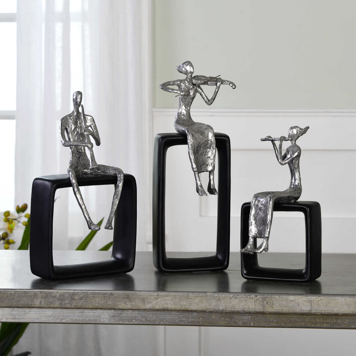 MUSICAL ENSEMBLE STATUES, SET OF 3 - AmericanHomeFurniture