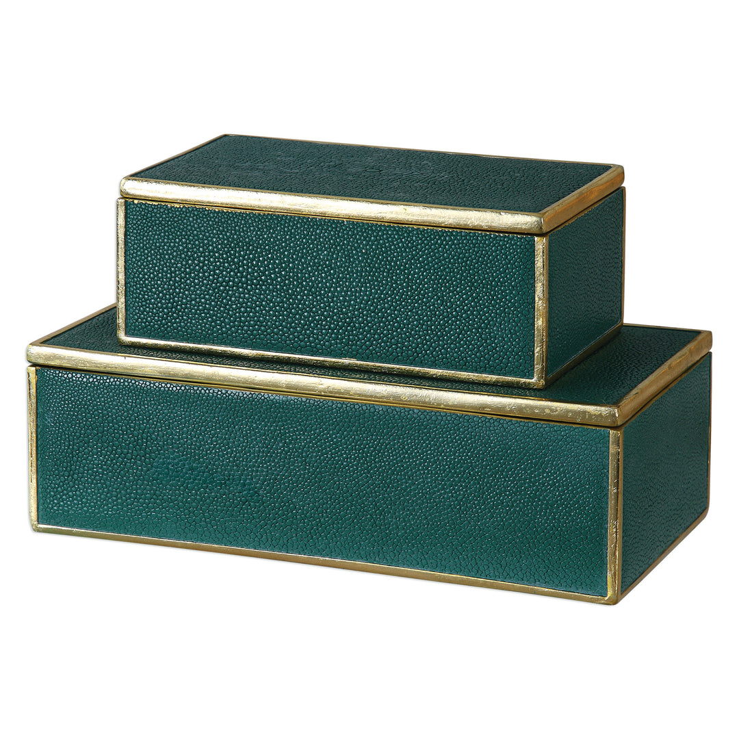 KARIS EMERALD GREEN BOXES SET OF 2 - AmericanHomeFurniture