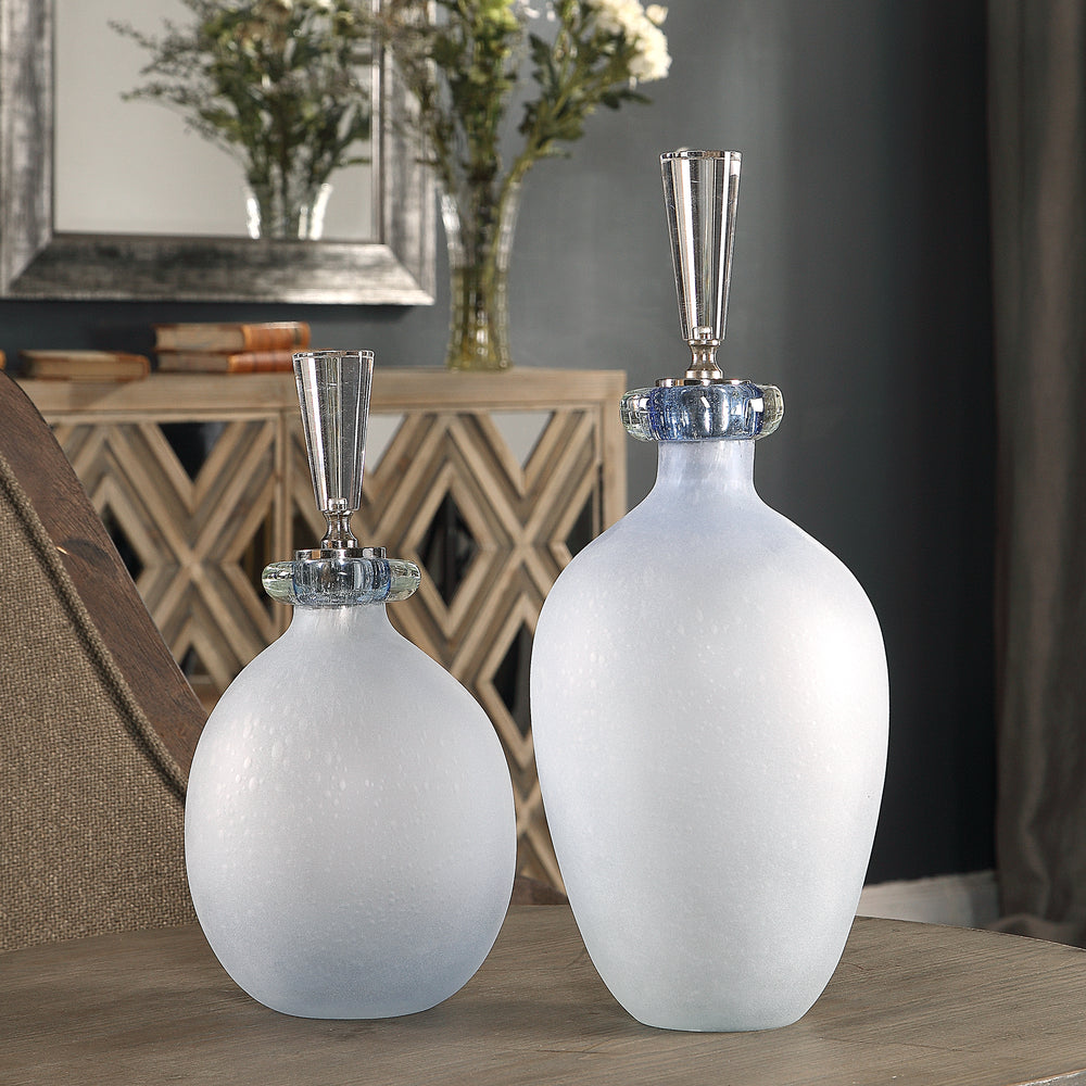 LEAH BUBBLE GLASS CONTAINERS SET OF 2 - AmericanHomeFurniture