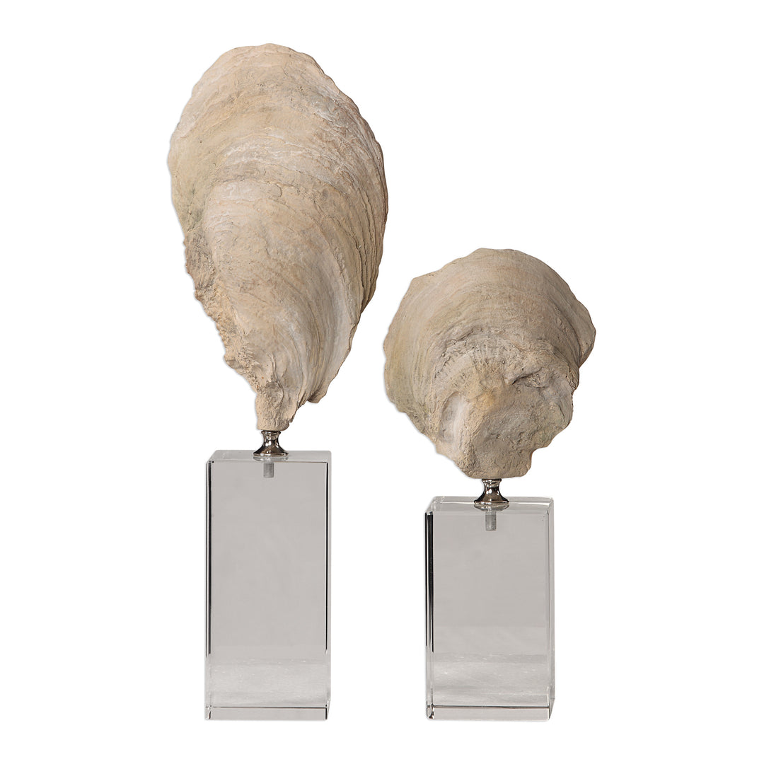 OYSTER SHELL SCULPTURES, SET OF 2 - AmericanHomeFurniture