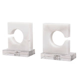 CLARIN WHITE & GRAY BOOKENDS, SET OF 2