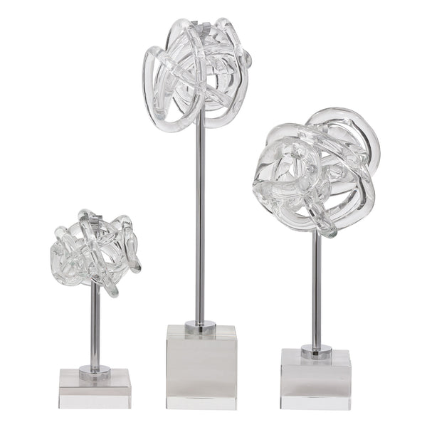 NEURON GLASS TABLE TOP SCULPTURES, SET OF 3 - AmericanHomeFurniture