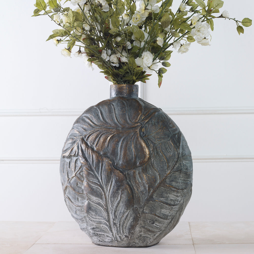 Palm Aged Patina Paradise Vase