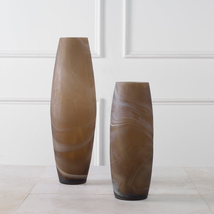 Delicate Swirl Caramel Glass Vases