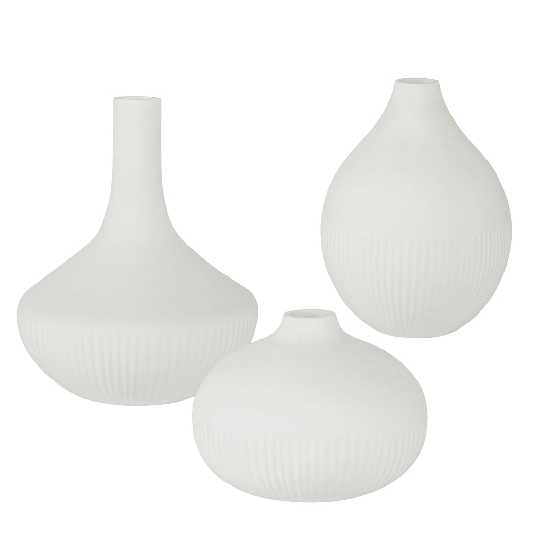 Apothecary Satin White Vases, Set/3