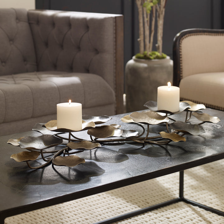 LYING LOTUS METAL CANDLEHOLDERS - AmericanHomeFurniture