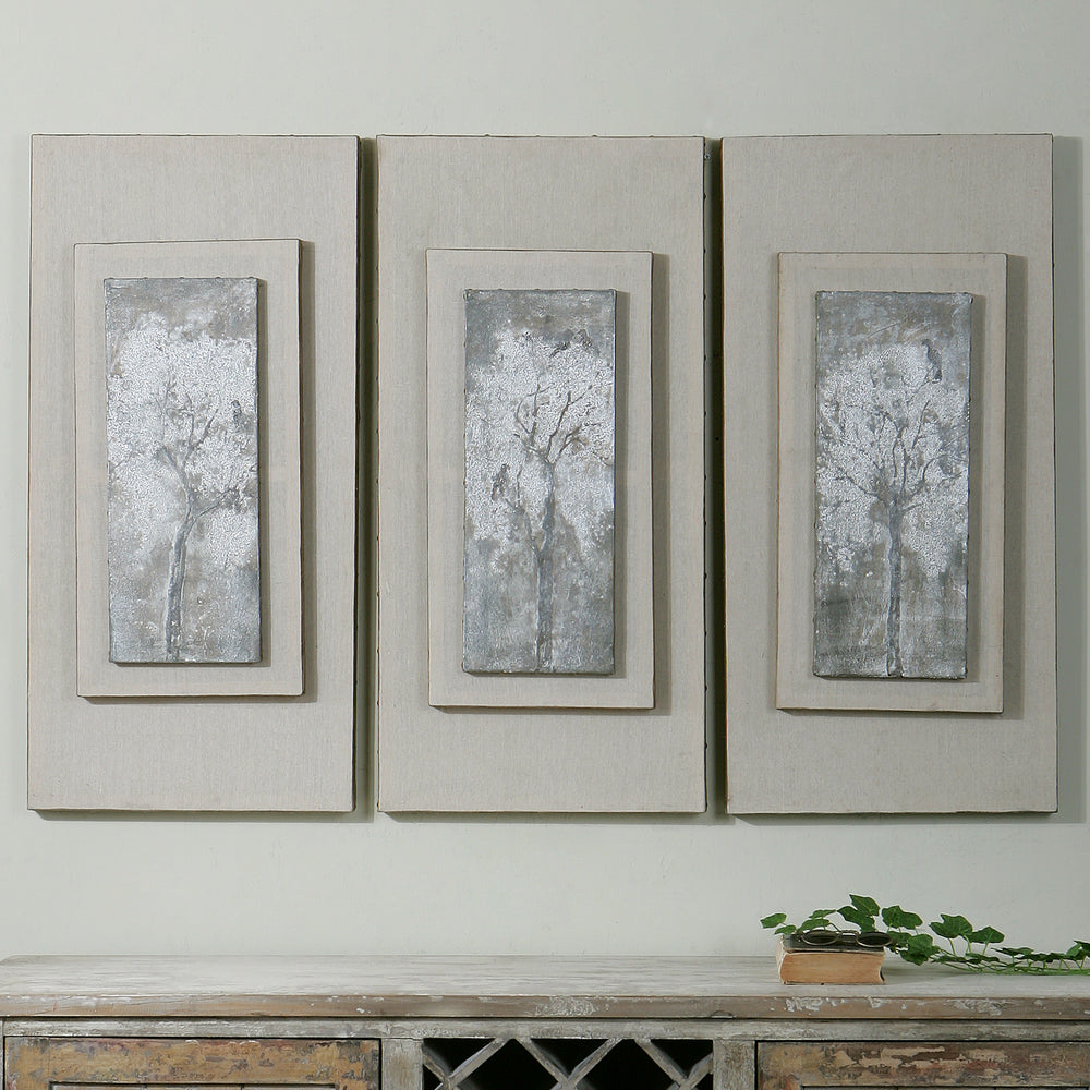 Triptych Trees Hand Painted Art Set/3 - AmericanHomeFurniture