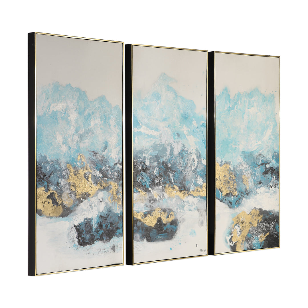 Crashing Waves Abstract Art, S/3 - AmericanHomeFurniture