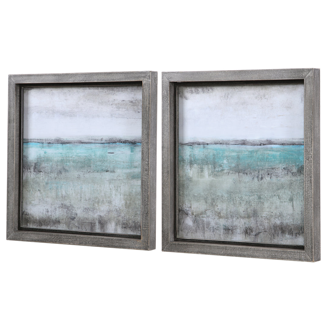 AQUA HORIZON FRAMED PRINTS, SET/2 - AmericanHomeFurniture