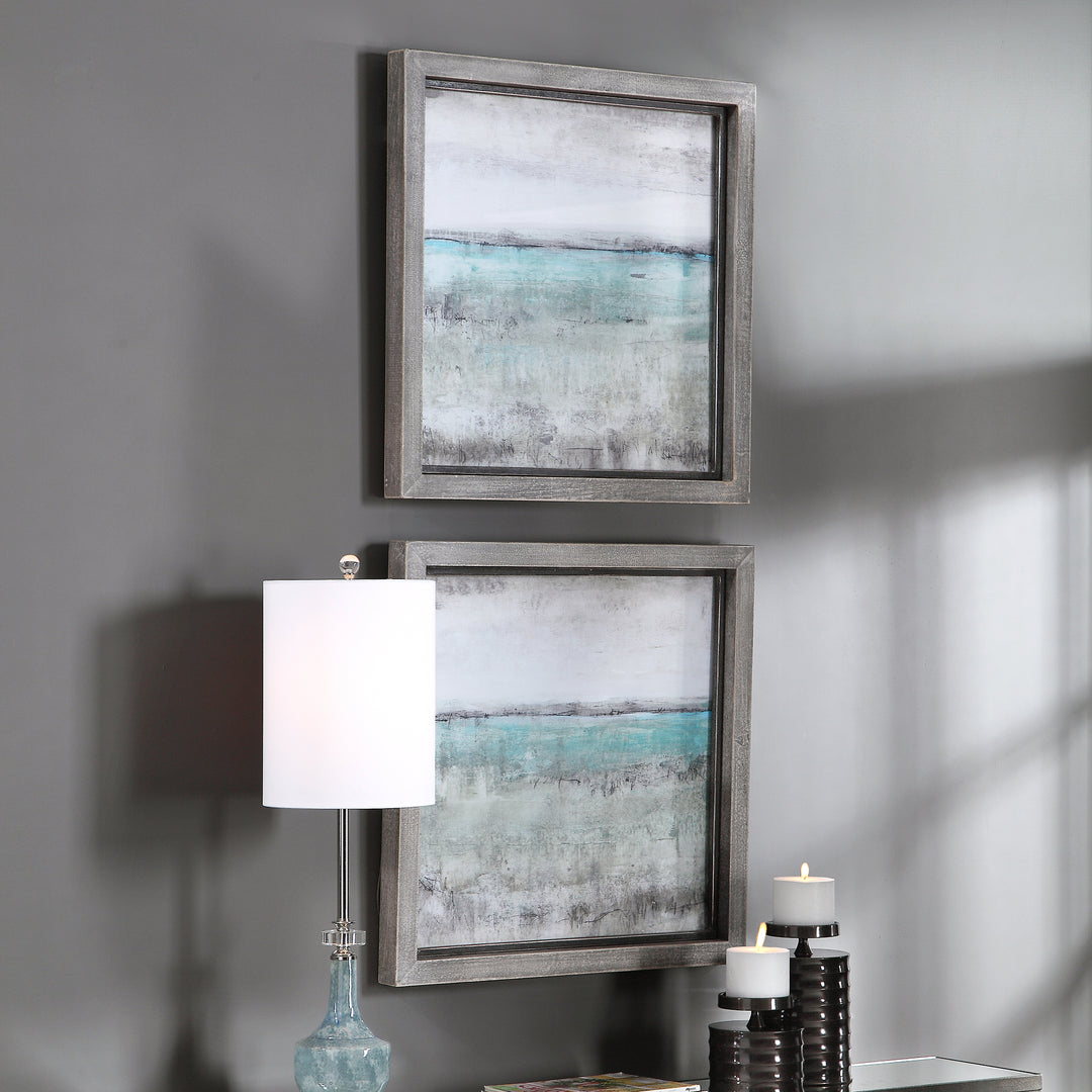 AQUA HORIZON FRAMED PRINTS, SET/2 - AmericanHomeFurniture