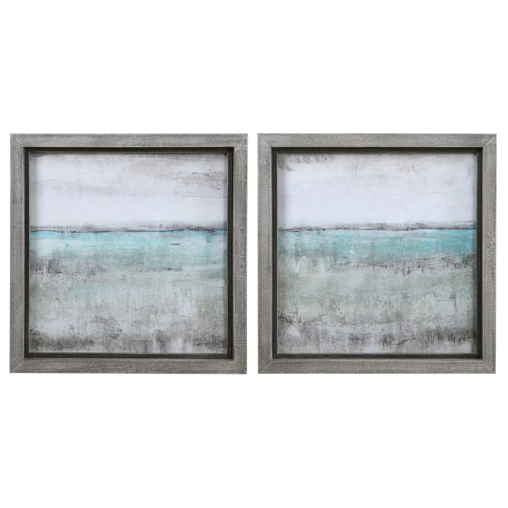 AQUA HORIZON FRAMED PRINTS, SET/2 - AmericanHomeFurniture